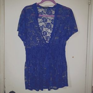 Royal Blue Lace blouse Maurice Size 1xl